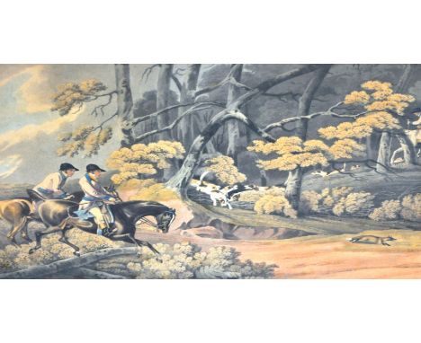 After Henry Alken, Hunting Scenes, a set of four colour prints, 38cm x 48cm in verre eglomise mounts.