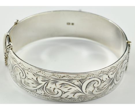 Hallmarked silver engraved bangle.