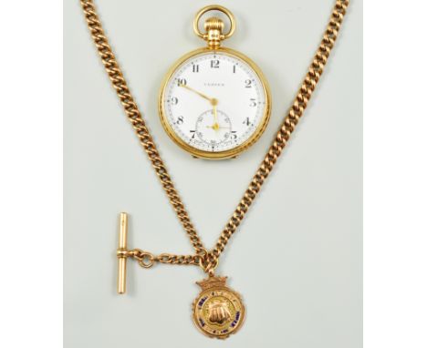 9ct hallmark gold Vertex pocket watch, Birmingham 1939, white enamel dial with subsidiary second dial, keyless lever movement