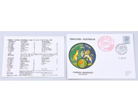 Stamps:  Albums of first day covers, cricket themed, together with team photographs with facsimile signatures.
