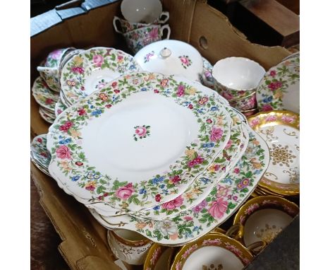 An Aynsley part tea service, another part service, and a Cantonese&nbsp;hors d'oeuvre dish, cased (box)