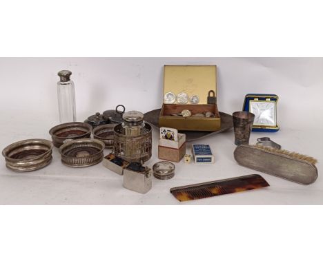Assorted fountain pens, writing equipment, silver plate and other items (2 boxes)