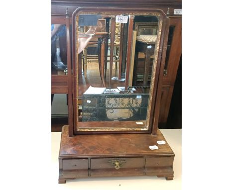 A walnut bedroom mirror, 42 cm wide, and two other bedroom mirrors (3)