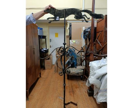 A painted metal weather vane, finial in the form of a foxInformation as requested:1/  Fox 90 cm in length