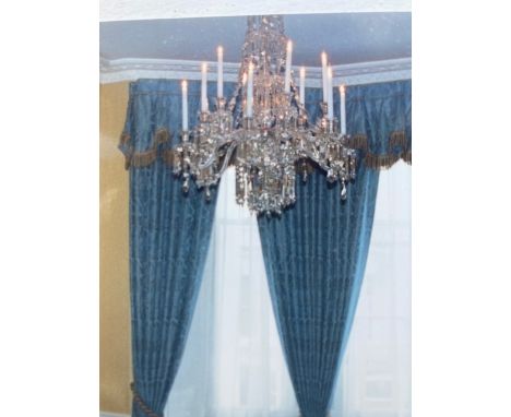 A cut glass chandelier, re-wired by Wilkinson's in 1997