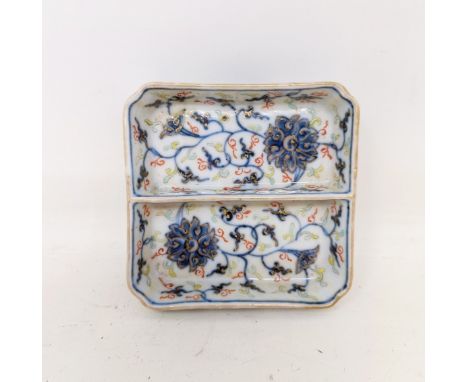 A Chinese late Ching brush washer, 7 cm widebase chipped, rubbing to the gilt, some light staining