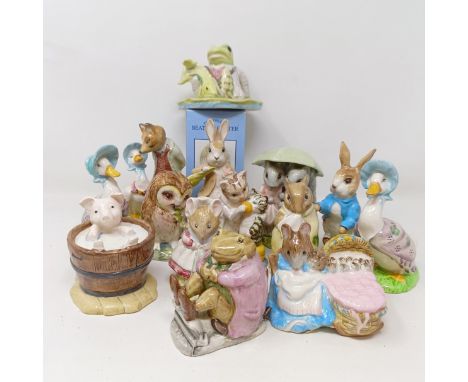 Fourteen Beswick Beatrix Potter figures, including Jeremy Catches a Fish, BP-10a (14)