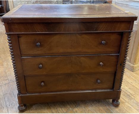 A Continental chest, having three drawersd, 90 cm wide, and a Pembroke table (2)