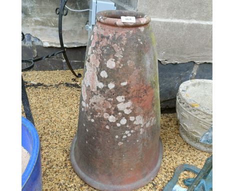 A terracotta rhubarb forcer, 62 cm high and assorted garden planters (8)