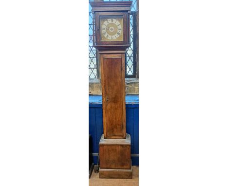 A longcase clock, signed Shippard, Poole, in an oak case, 26 cm high1/ Weights x22/ Pendulum - yes