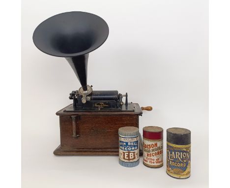 A polyphon, in an oak case, various wax cylinders and another polyphon (qty)