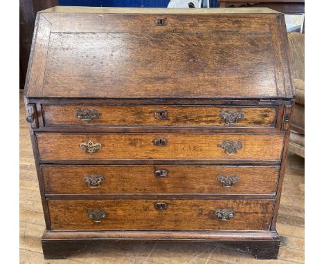 A 19th century oak bureau, 103 cm wide