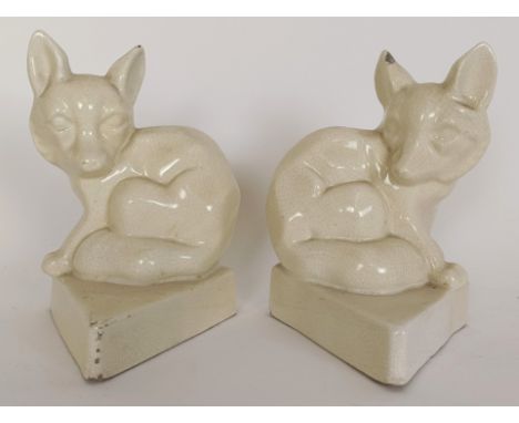 A pair of Art Deco bookends in the form of fox cubs, other ceramics and items (4 boxes)