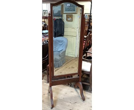A mahogany framed cheval mirror, 167 x 60 cm
