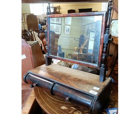 A mahogany bedroom mirror, 55 cm wide, and a walnut filing chest (2)