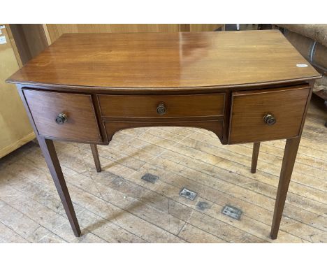 A mahogany kneehole desk, a side table, a spark guard and a chairs (4)