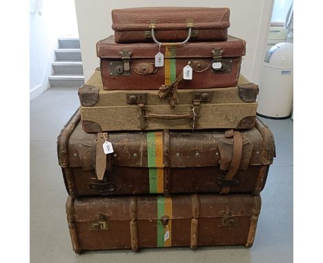 Assorted vintage luggage, with various period labels (9)