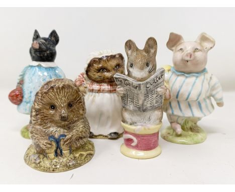A Beswick Beatrix Potter figure, Pig-Wig, BP-3b, and four others (5)