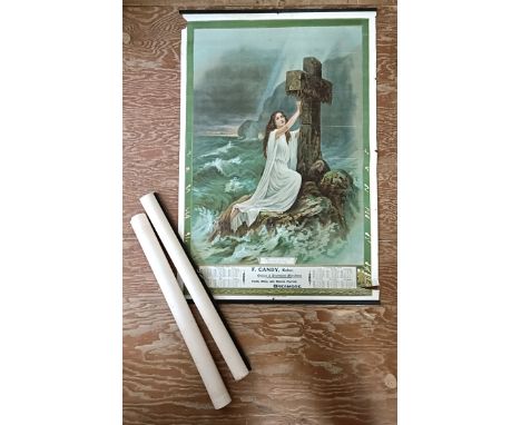 Three scroll prints, assorted ceramics, metalware, maps and other items (4 boxes)