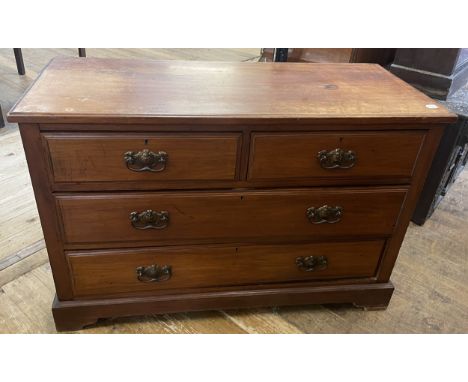A walnut chest, having two short and three long drawers, 115 cm wide, a walnut chest, a stained chest, two chairs and two sid