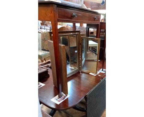 A mahogany extending dining table, the top 108 cm x 140 cm, with two extra leaves, 75 cm and 30 cm, a spark guard, two stools