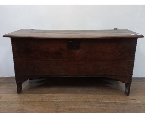 A 17th century oak coffer, 135 cm wide