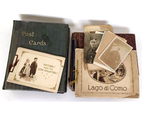 A late Victorian sketch book, an album of postcards and assorted ephemera (box)