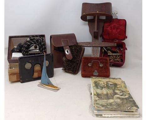 A stereoscope viewer, and assorted other items (box)