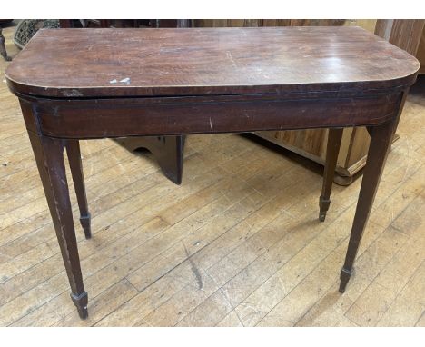 A 19th century mahogany card table, 100 cm wide