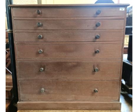 A 19th century mahogany chest, having six graduated drawers, 90 cm high x 95 cm wide