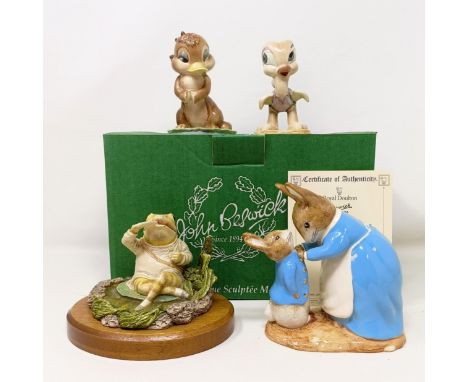 A Beswick David Hand's Animaland figure, Oscar Ostrich,1154, another, Dinkum Platypus, 1148,a Beatrix Potter limited edition 