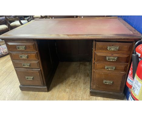 A mahogany desk, converted from a roll top desk 143 cm wide