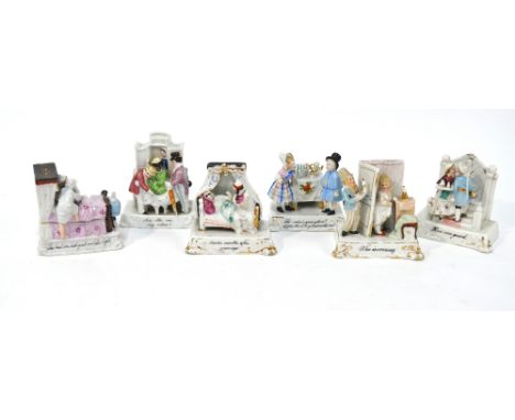 Six porcelain fairings:  Twelve months after marriage; Sir! Where's your gloves...; Kiss me Quick; Now Ma-rm say when; The La