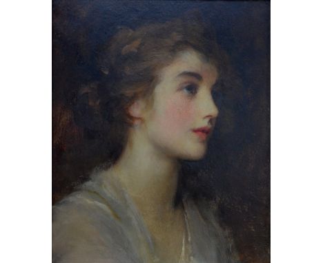 Sir Samuel Luke Fildes (1843-1927) - 'Norah', Portrait profile of a young lady, oil on canvas, 31 x 26 cm, the reverse with C