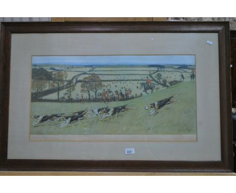 Cecil Aldin - Hunting print, pencil signed to lower left margin, 35 x 68 cm
