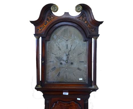 James Cameron, Edinburgh, a George III mahogany longcase clock, the eight-day movement with silvered arched dial, the arch wi