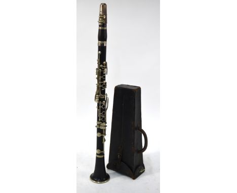 A vintage ebony clarinet with nickel mounts, unnamed in leather caseProv: George Payne (b 1893) - see also lot  979
