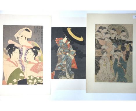 A facsimile of Utamaro's Ogi-uri, Uchiwa-uri, mugi-tsuki (after the original in Seiro Niwaka Onna Geisha no bu); a facsimile 