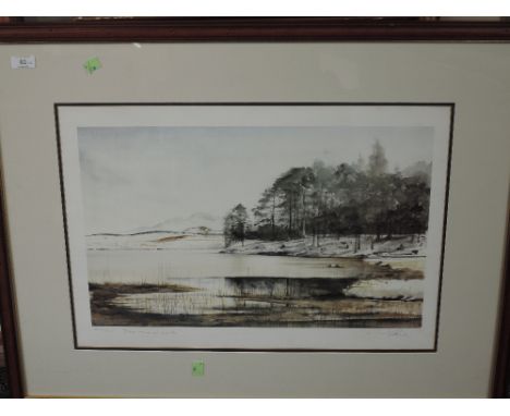 A Ltd Ed print, after Philip Alder, Blea Tarn in Winter, signed and num 208/500, 40 x 57cm, plus frame and glazed, and a wate