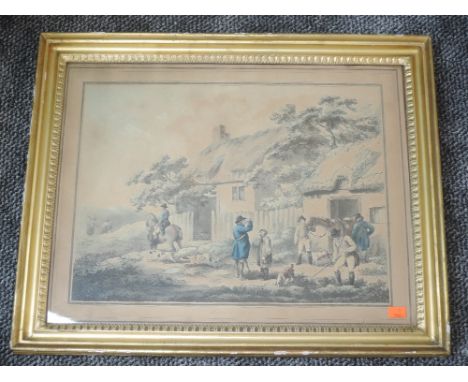 A pair of prints, in the style of George Morland, Morning and Evening, each 43 x 55cm, plus frame and glazed, and a print aft
