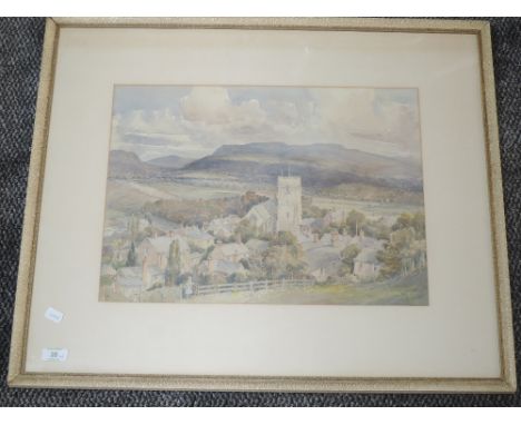 A watercolour, Leonard Rigby, Presteigne Wales, initialled, and attributed verso, 34 x 46cm, plus frame and glazed, a waterco