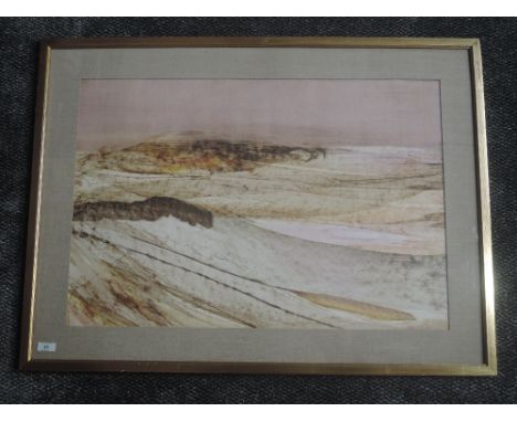 An oil painting, ripolin enamel, Sidney Nolan, Red Desert - central Australia, signed 50 x 75cm, plus hessian mount, frame an