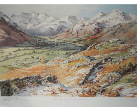 A print after Judy Boyes, A Clear Day in Great Langdale December, signed, 30 x 40cm