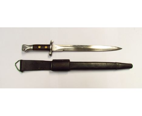 A Victorian British pattern 1888 Mk 1 second type bayonet with leather scabbard and frog 