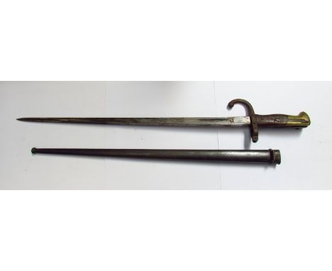 A French Gras 74 bayonet with steel scabbard