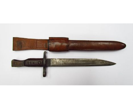 A Canadian Ross bayonet 1907 pattern, blade a/f, scabbard marked MKII 1916