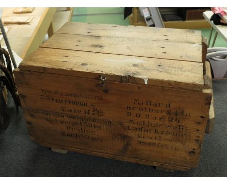 A waxed pine hunting cartridge trunk 