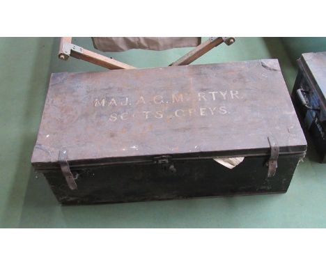 A military tin trunk to Scots Greys MAJ. A.G. MARTYR