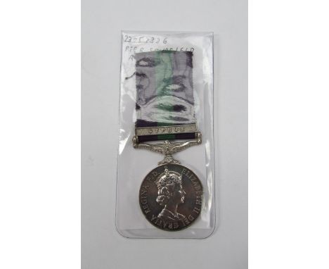 An EIIR General Service Medal (GSM) with Cyprus clasp to 23053336 PTE. R. SCHOFIELD ACC