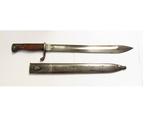 A WWI German Mauser bayonet Seitengewehr 98/05 long type with all-steel scabbard 